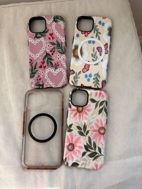 Floral iPhone 13 Case Set - Pink & Cream Designs